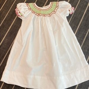 Le Za Me White corduroy smocked dress 24mnths new